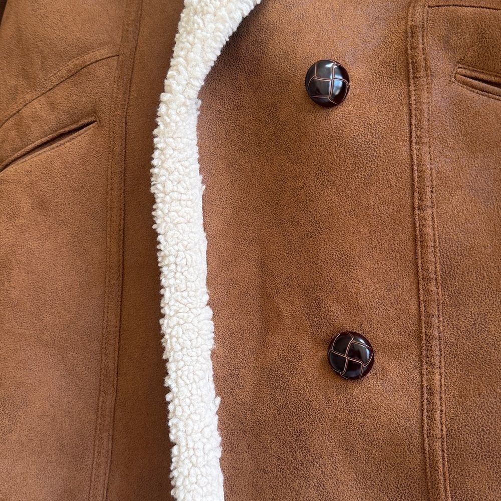 MANGO Oversized Cognag Tan Shearling Jacket Coat Size XS - Small Oversized - Picture 11 of 16